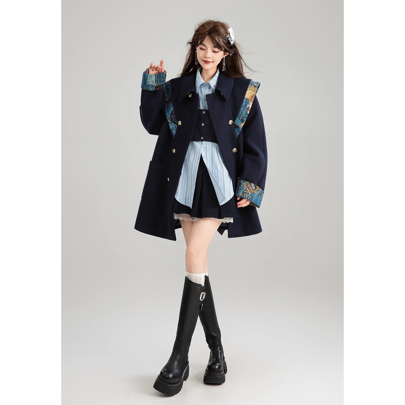 西洋油彩画のリボンダブルブレストコート – ManusMachina