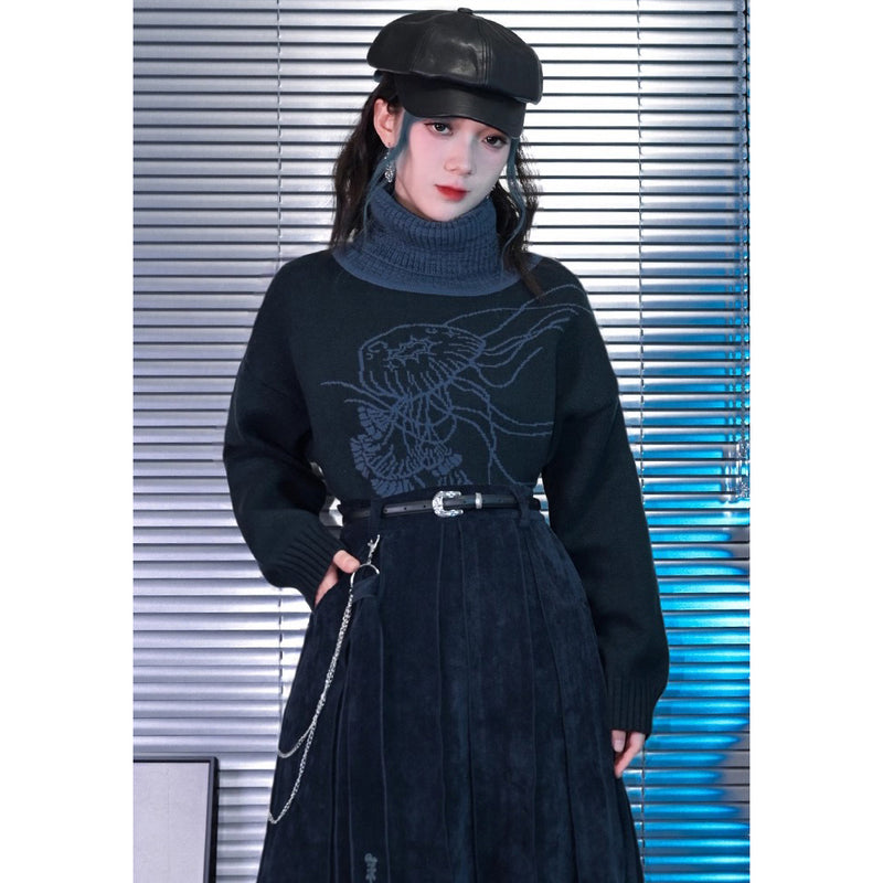 海月の挿絵タートルネックセーター