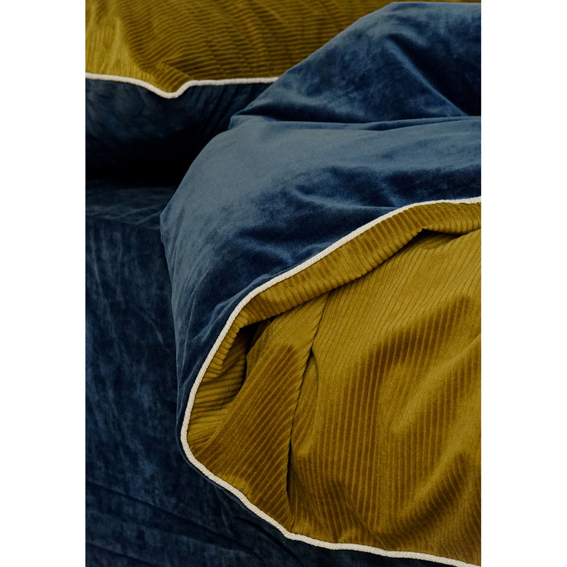 Gold Blue Velvet Bed Cover Set