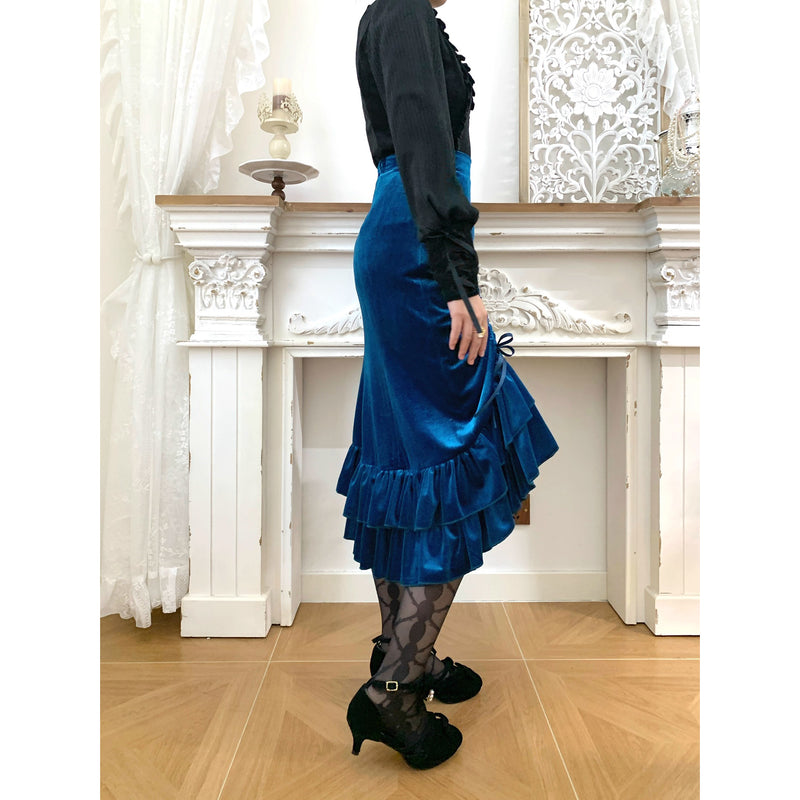 西洋貴族のベルベットマーメイドスカート - Cobalt Blue[2026年2月下旬-3月下旬発送予定]