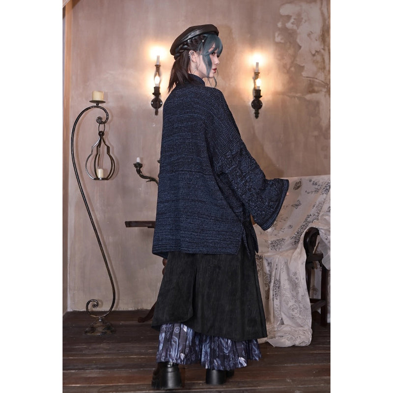 闘魚の刺繍ニットカーディガン