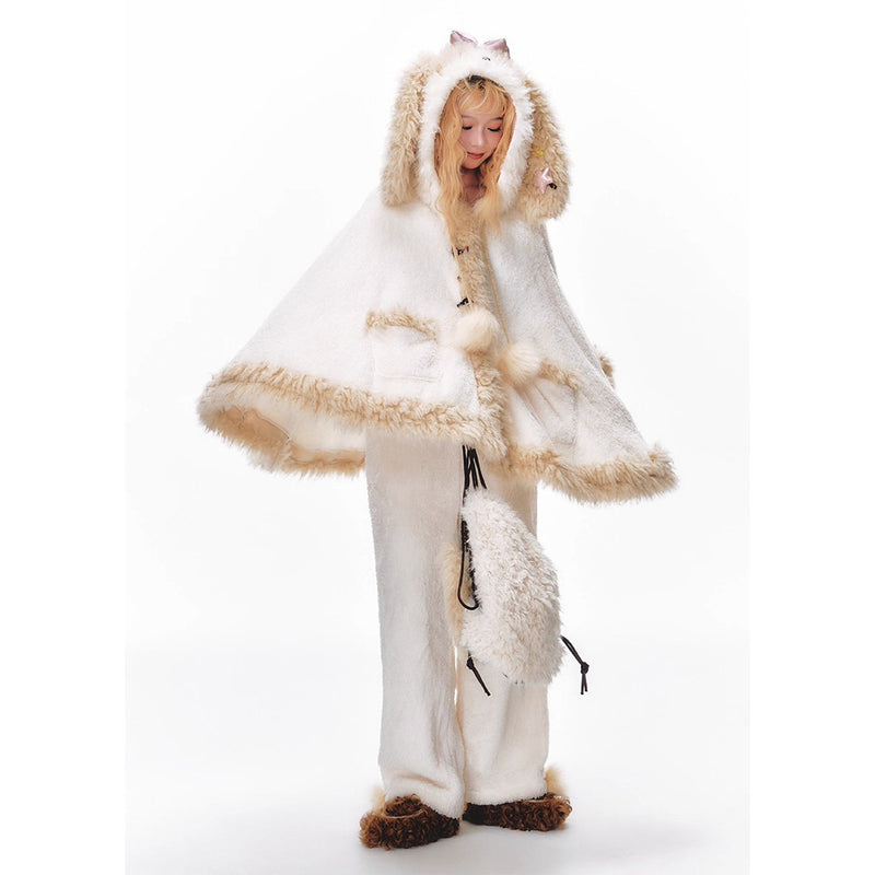 もふもふ子犬のルームウェア（ポンチョとパンツ）