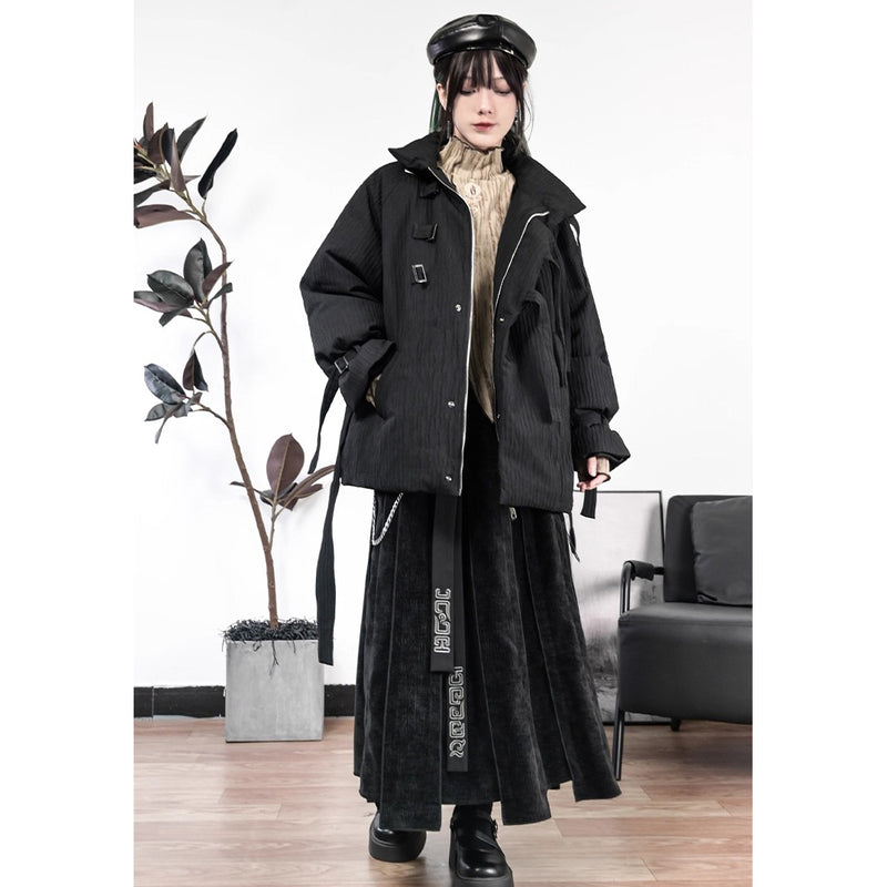 龍と牡丹の刺繍ダウンジャケット