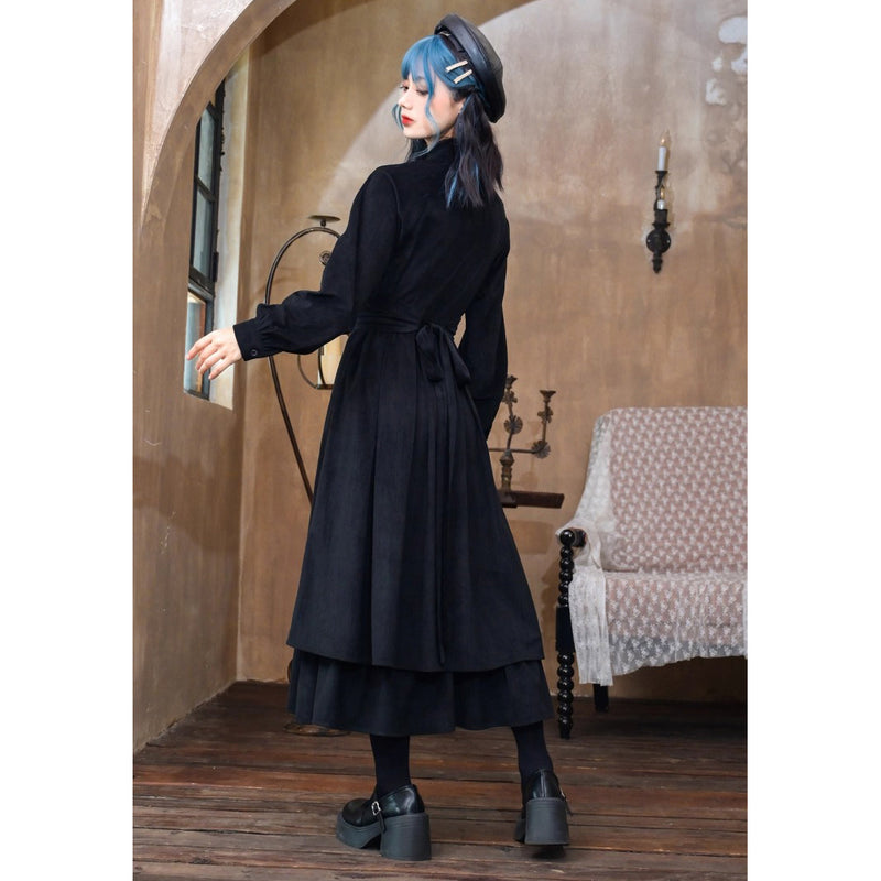 椿の花と鶯の刺繍コルセットワンピース