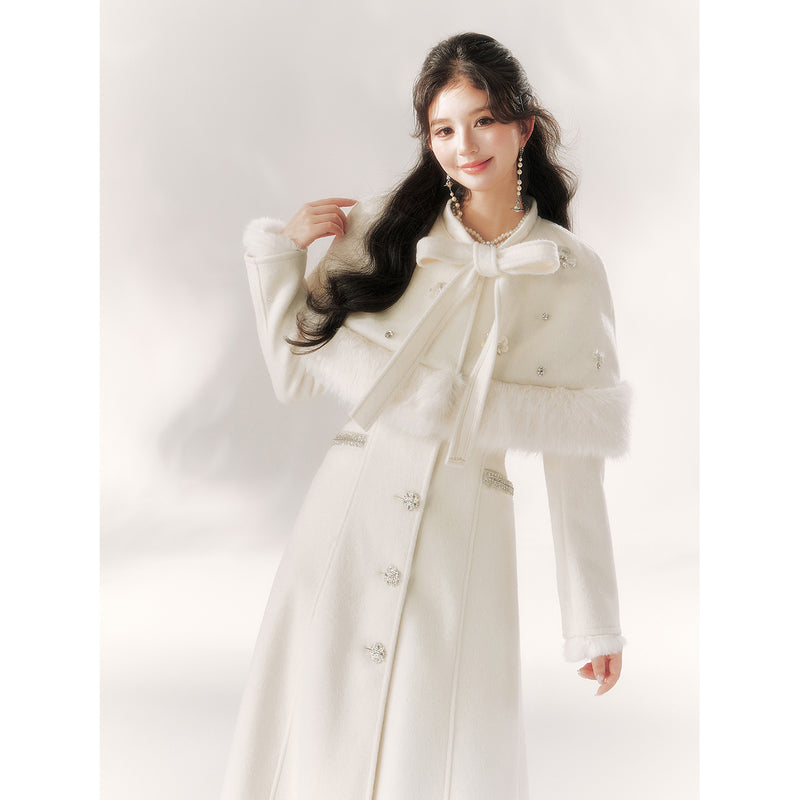 Elegant Embroidered Classical Cape Coat