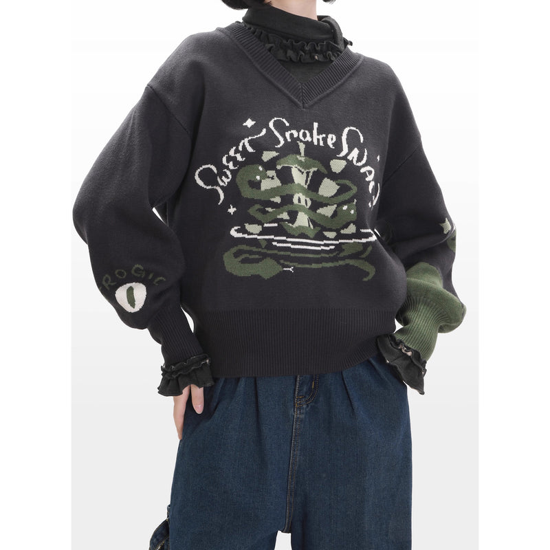 Afternoon Tea Time Cat Embroidered Knit Top[2026年1月上旬-1月下旬発送予定]