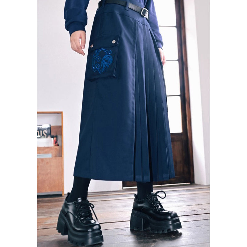 海月の刺繍ワークプリーツスカート