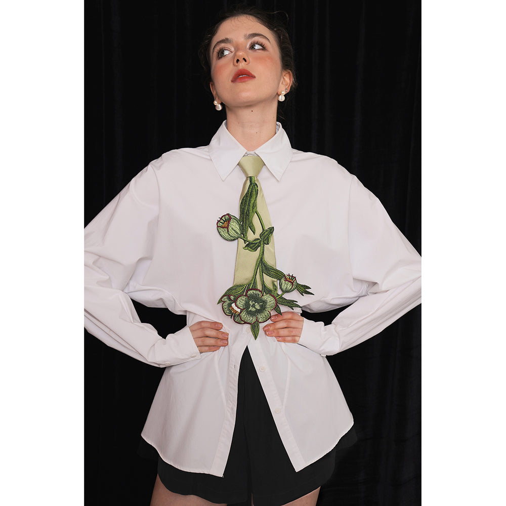 植物の花の刺繍ネクタイ – ManusMachina