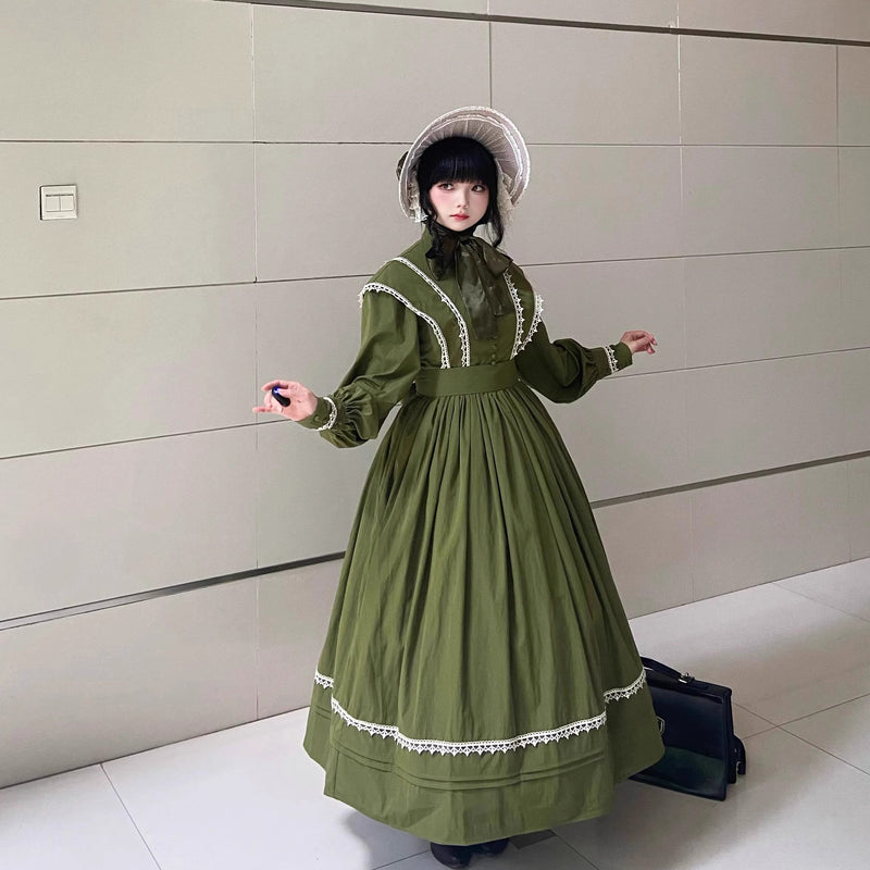 千歳緑のお嬢様のクラシカルワンピース[2025年12月上旬-12月下旬発送予定]