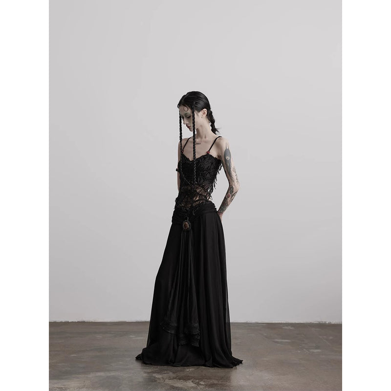 Cameo Brooch Gothic Long Skirt