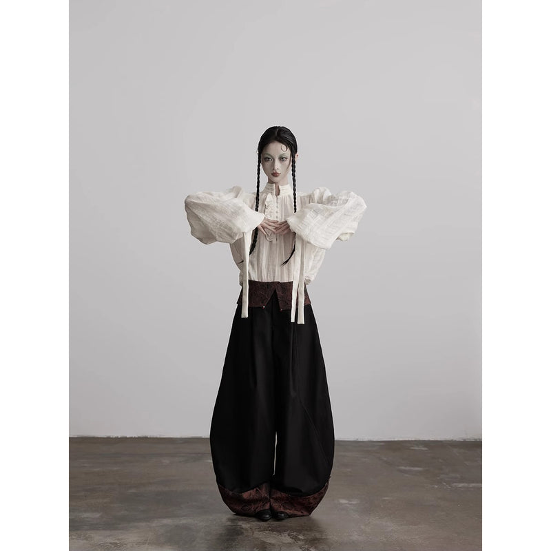 Dark Embossed Wide Pants