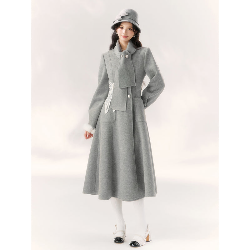 Gray Embroidered Classical Coat