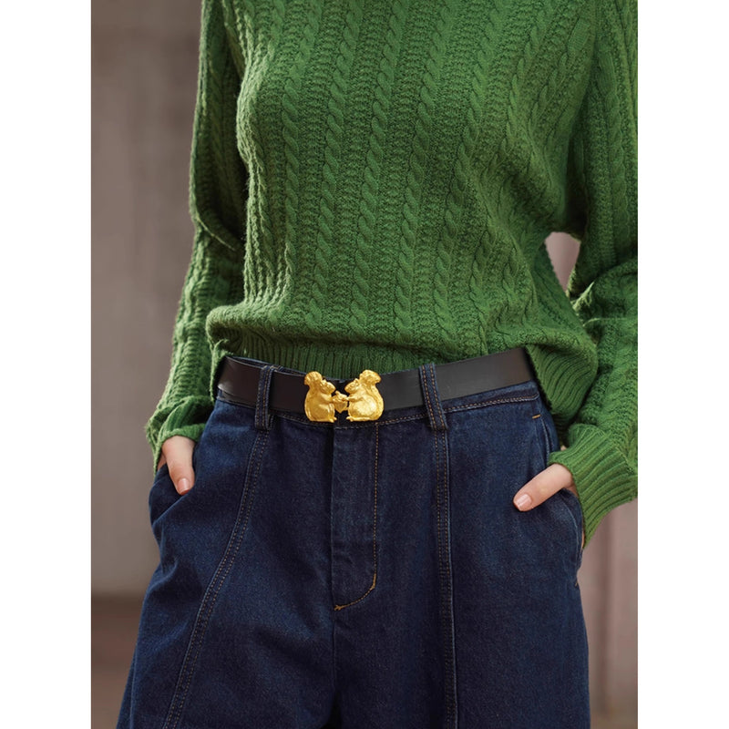 黄金のリスの留め具レザーベルト