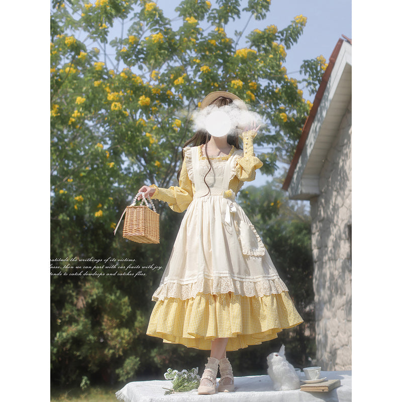 蒲公英色のレトロワンピースとエプロン – ManusMachina