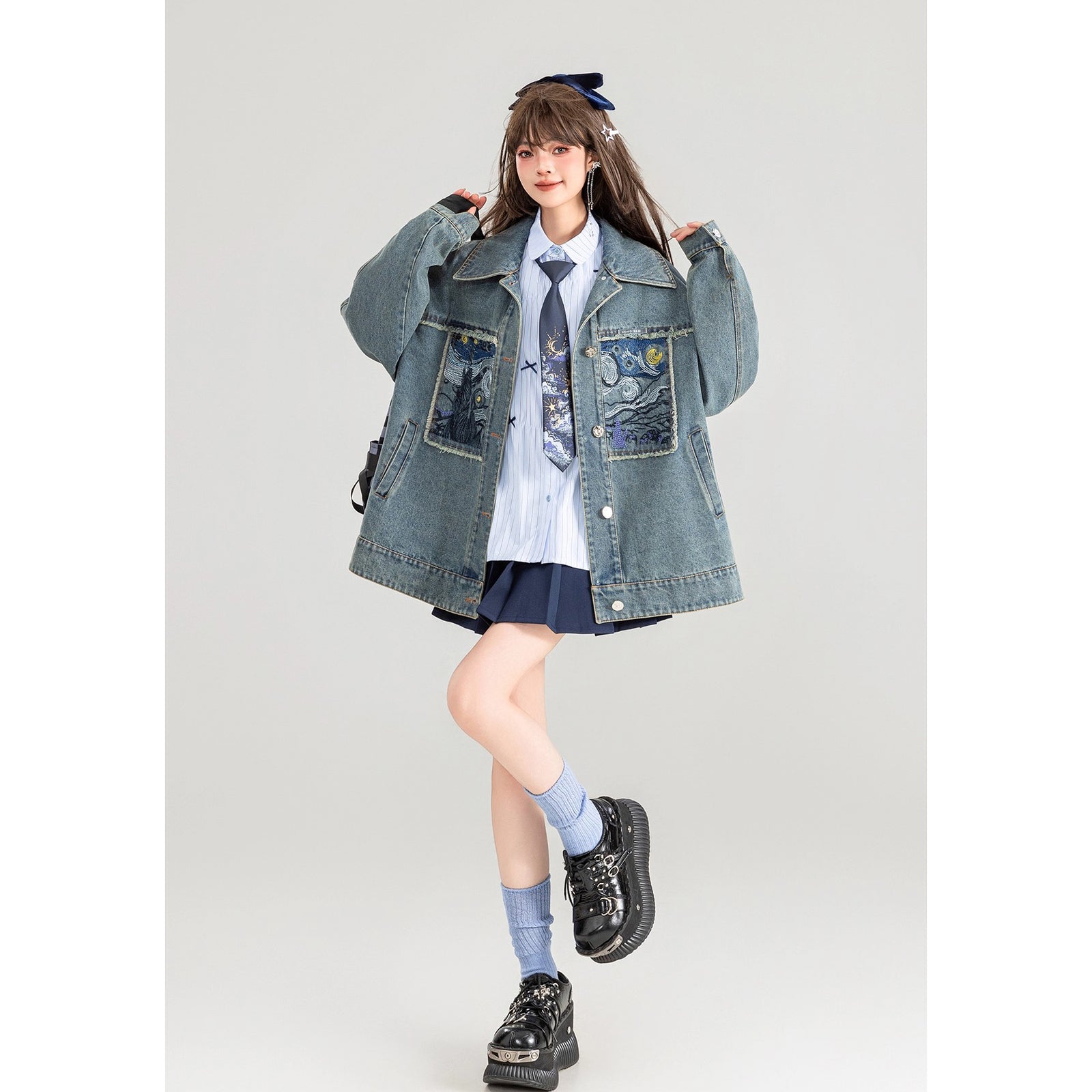 星月夜の刺繍デニムジャケット – ManusMachina