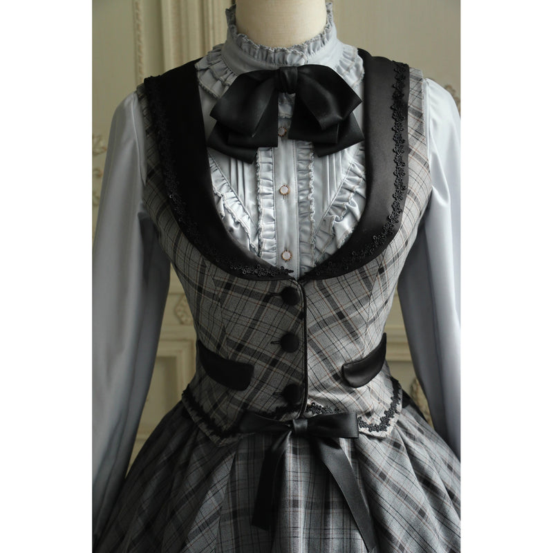 薄墨の格子柄ベスト[2026年3月下旬-4月下旬発送予定]