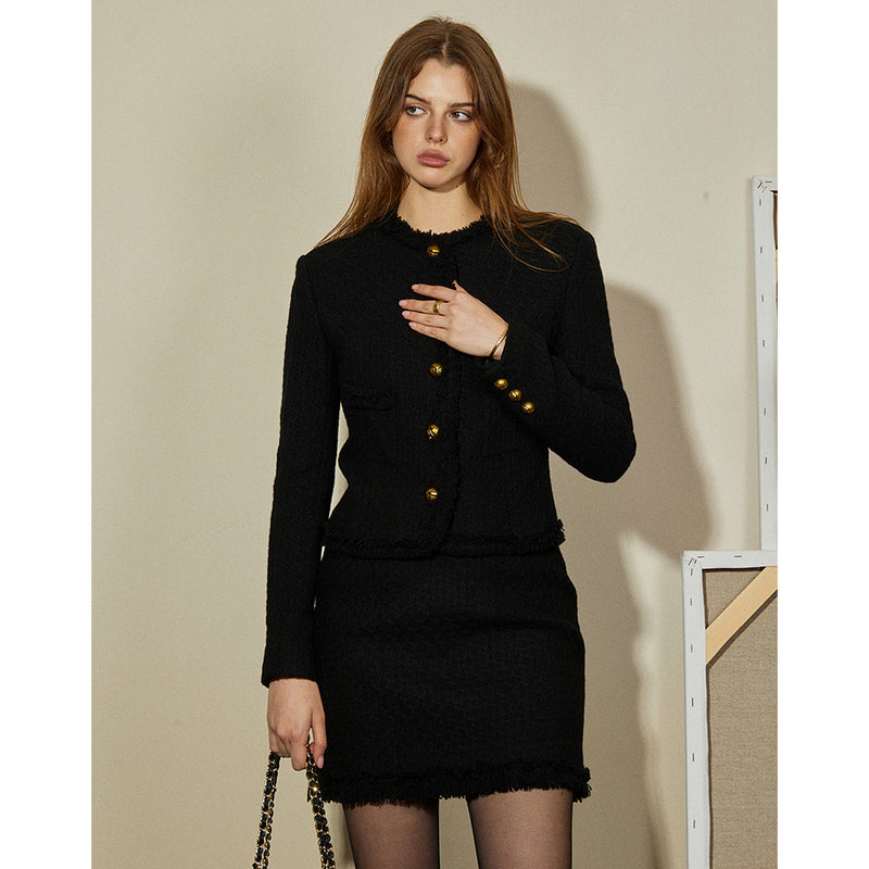 "Gilded Age" Retro Wool Tweed Jacket and Short Skirt