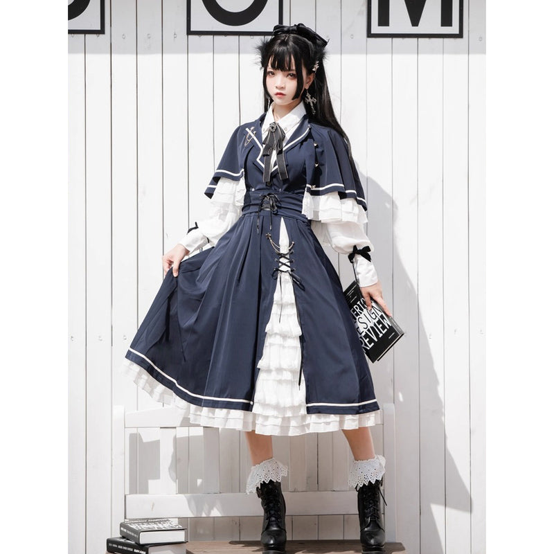 魔法学園のお嬢様のケープとベストとブラウスとコルセットスカート
