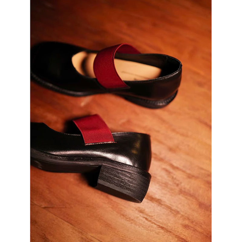 Black Square Toe Mary Jane Shoes