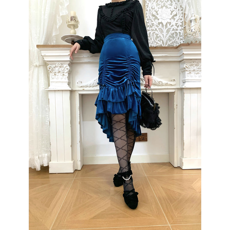 西洋貴族のベルベットマーメイドスカート - Cobalt Blue[2026年2月下旬-3月下旬発送予定]