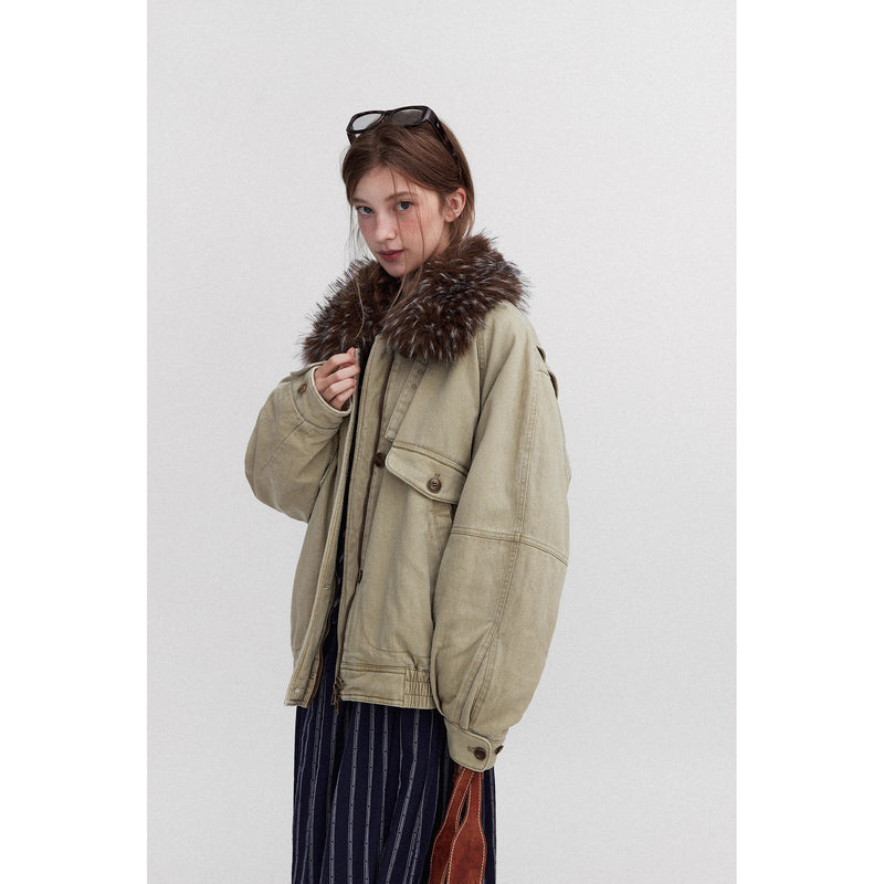 Oversized Retro Fur Work Jacket