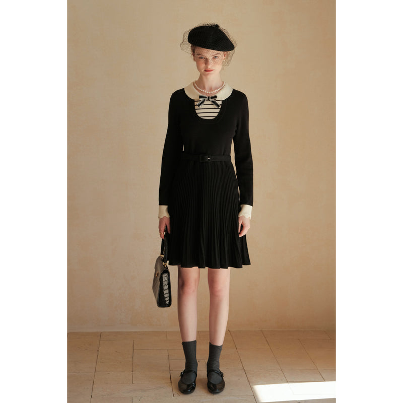 Black Knitted One Piece Dress