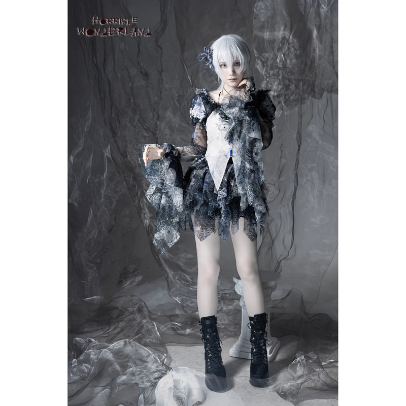 血塗れのお嬢様のゴシックブラウス - Dark Blue[2026年2月下旬-3月下旬発送予定]