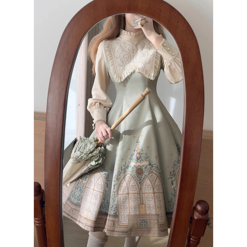 大聖堂の挿絵クラシカルワンピース[2026年2月上旬-3月上旬発送予定]