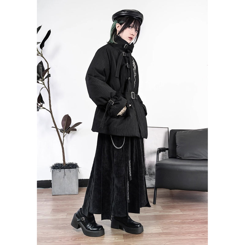 龍と牡丹の刺繍ダウンジャケット