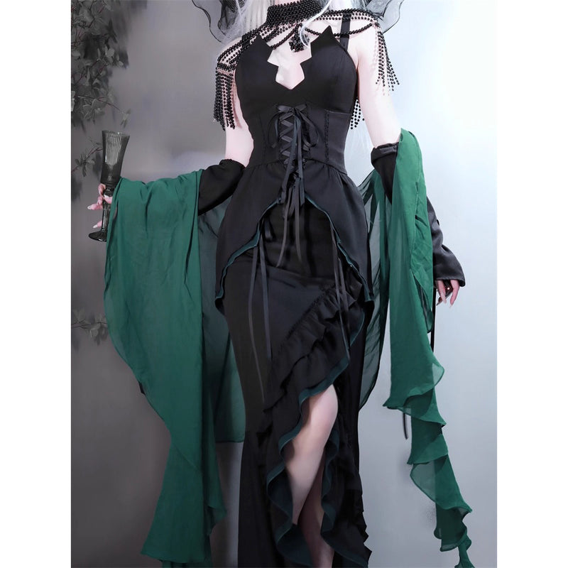 黒緑のお嬢様のフィッシュテールスカート