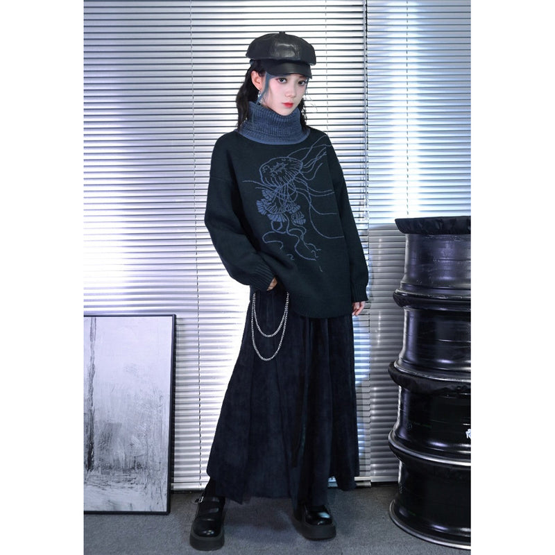 海月の挿絵タートルネックセーター