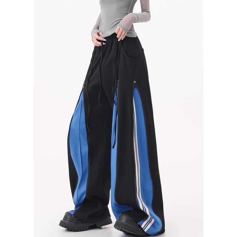 Blue Switching Wide Track Pants