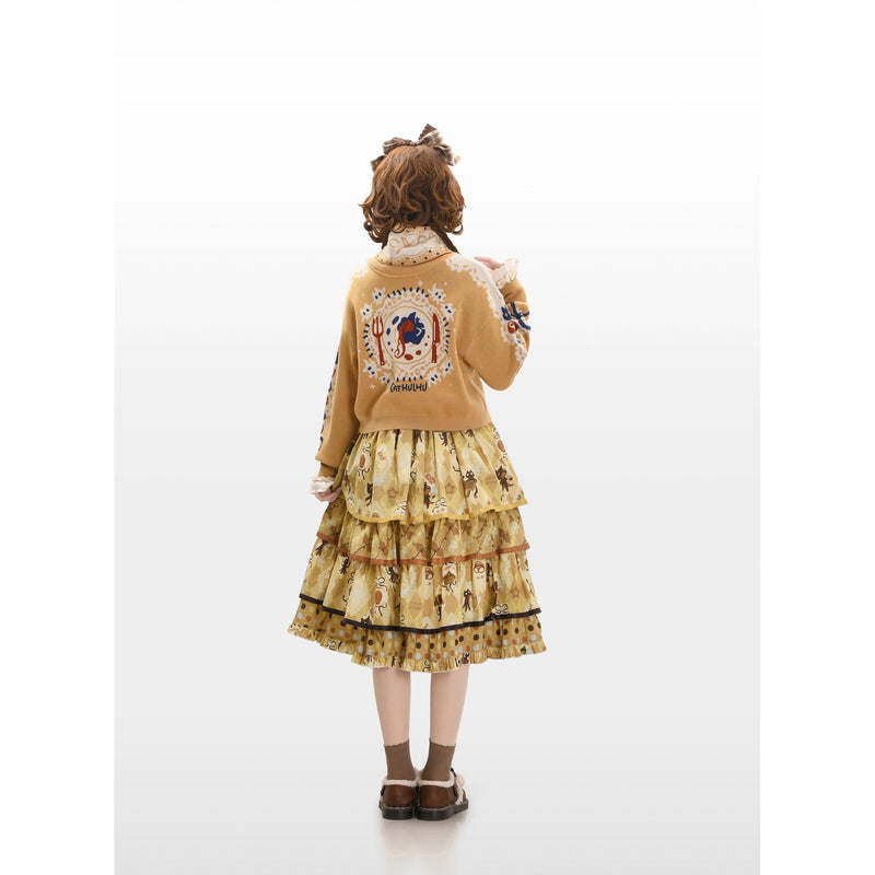 Afternoon Tea Time Cat Tiered Strap Skirt[2026年1月上旬-1月下旬発送予定]