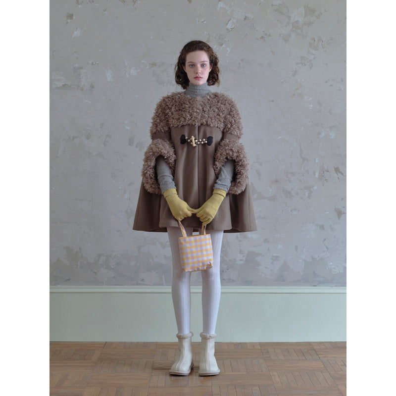 Brown Fluffy Cape Coat