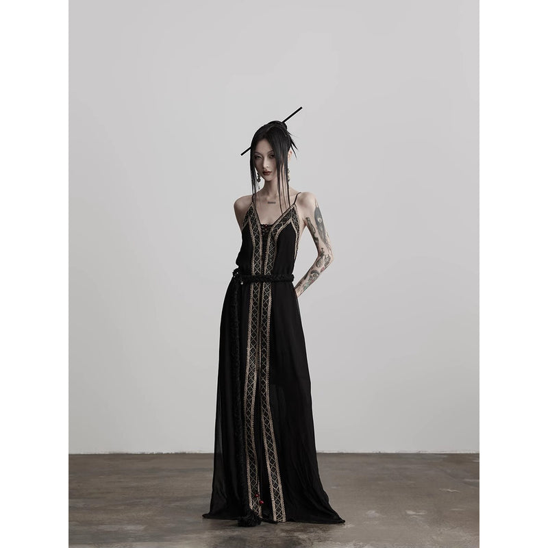 Geometric Embroidery Camisole Dress