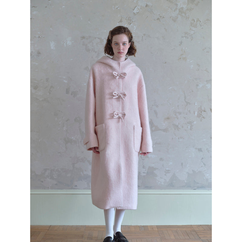 Long Wool Coat in Cherry Blossom Pink