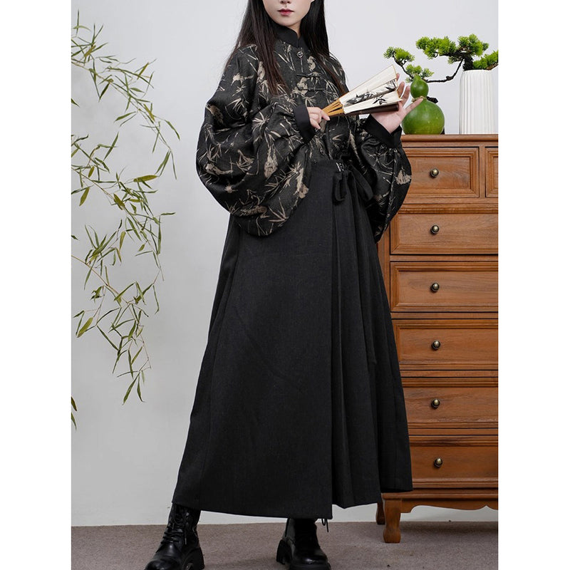 竹林の水墨画バルーンスリーブブラウス