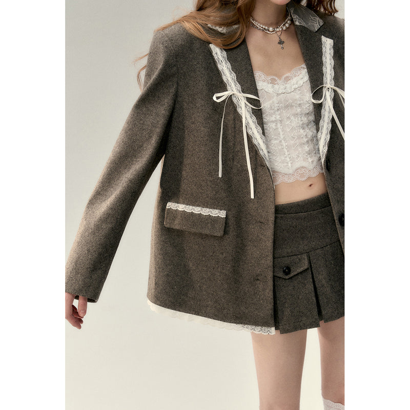 Light Gray Brown Embroidery Classical Jacket