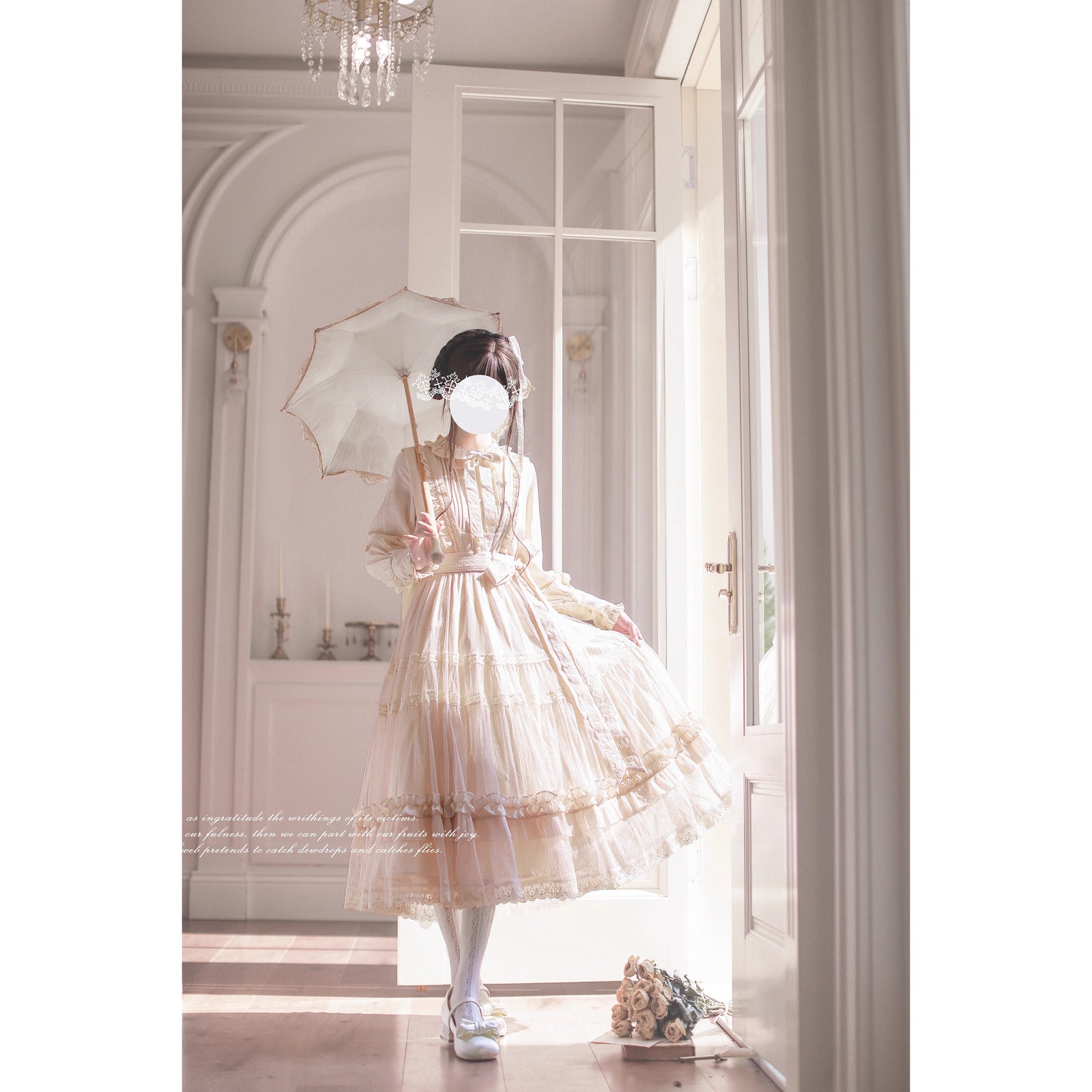 奏鳴曲を奏でる刺繍ジャンパースカートとフリルリボンブラウス 奏鳴曲を奏でる刺繍ジャンパースカートとフリルリボンブラウス