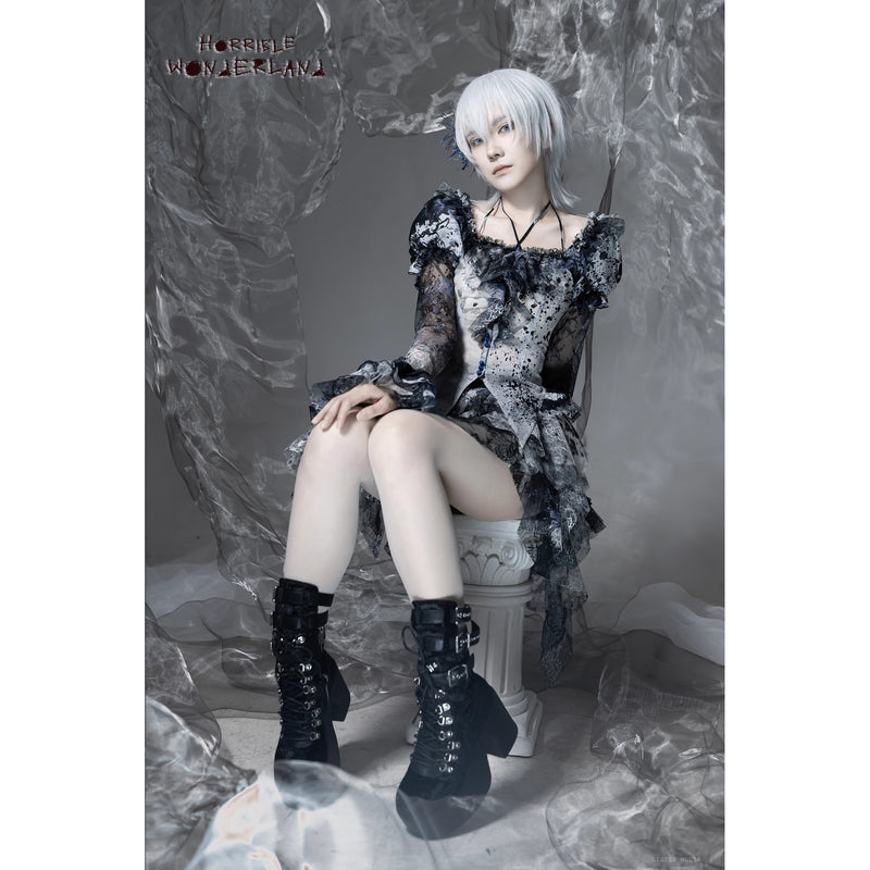 血塗れのお嬢様のゴシックブラウス - Dark Blue[2026年2月下旬-3月下旬発送予定]