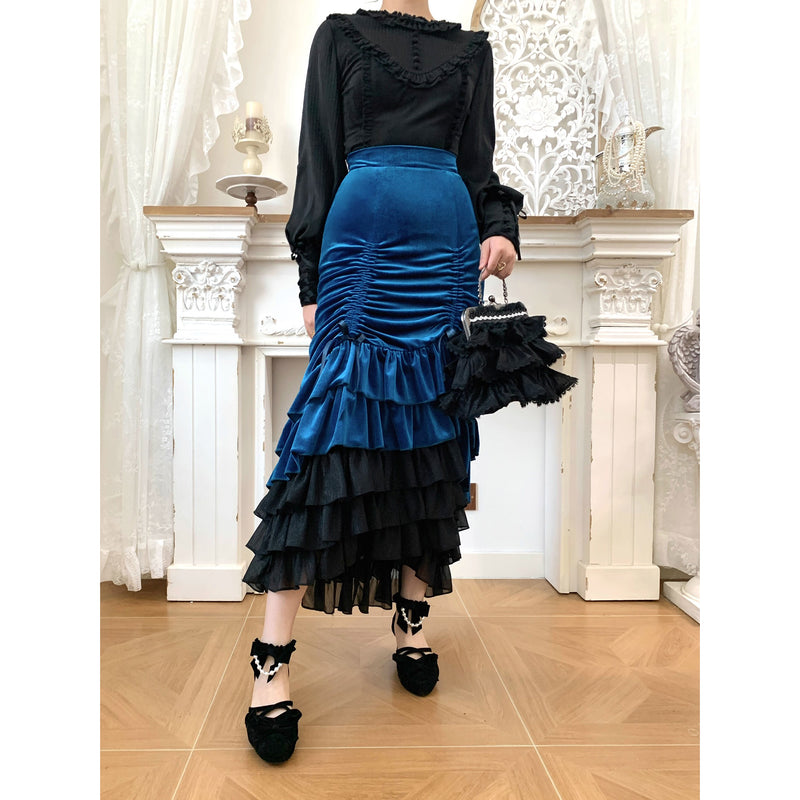 西洋貴族のベルベットマーメイドスカート - Cobalt Blue[2026年2月下旬-3月下旬発送予定]
