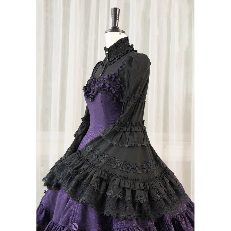 黒薔薇の刺繍ゴシックブラウス[2025年12月中旬-2026年1月中旬発送予定]