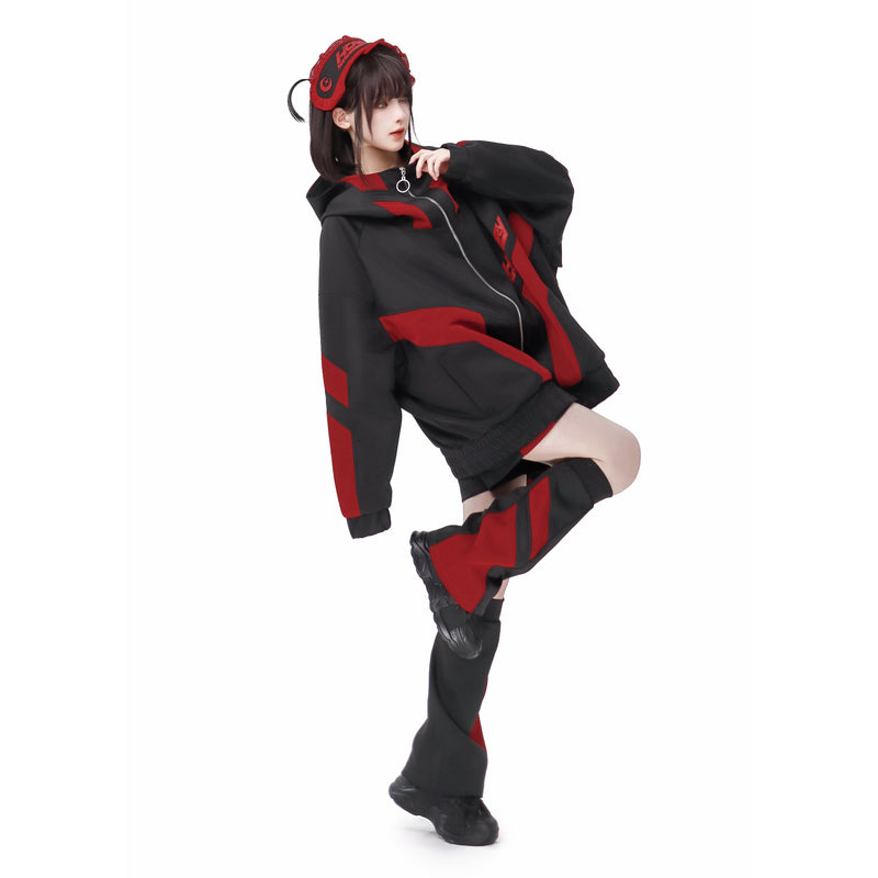 Ground Mine Girl Big Hoodie and Half Pants - Virtual Era