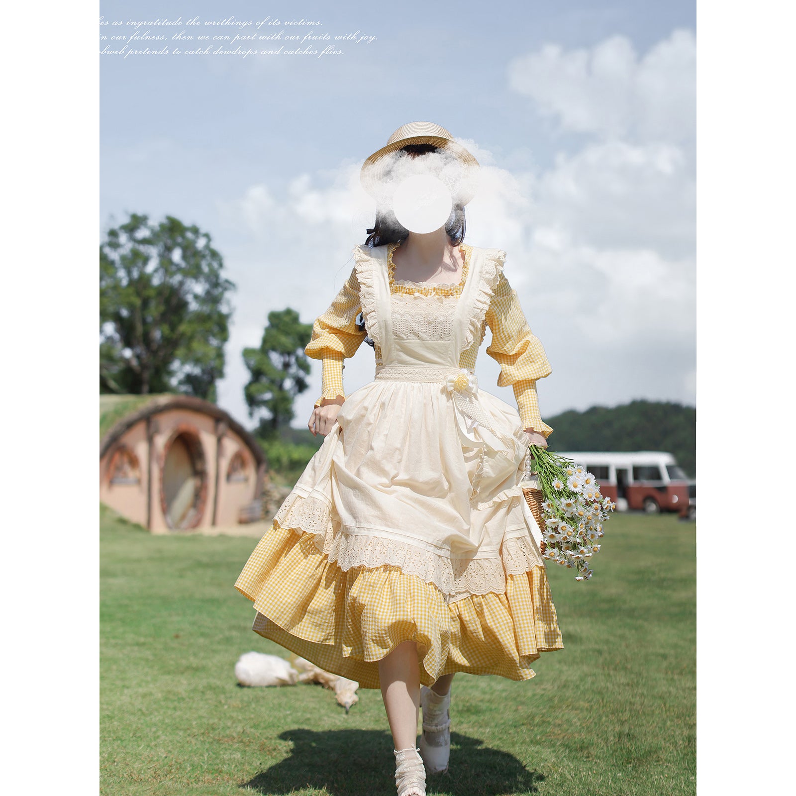 蒲公英色のレトロワンピースとエプロン – ManusMachina