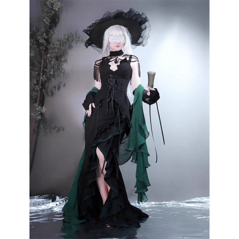 黒緑のお嬢様のフィッシュテールスカート