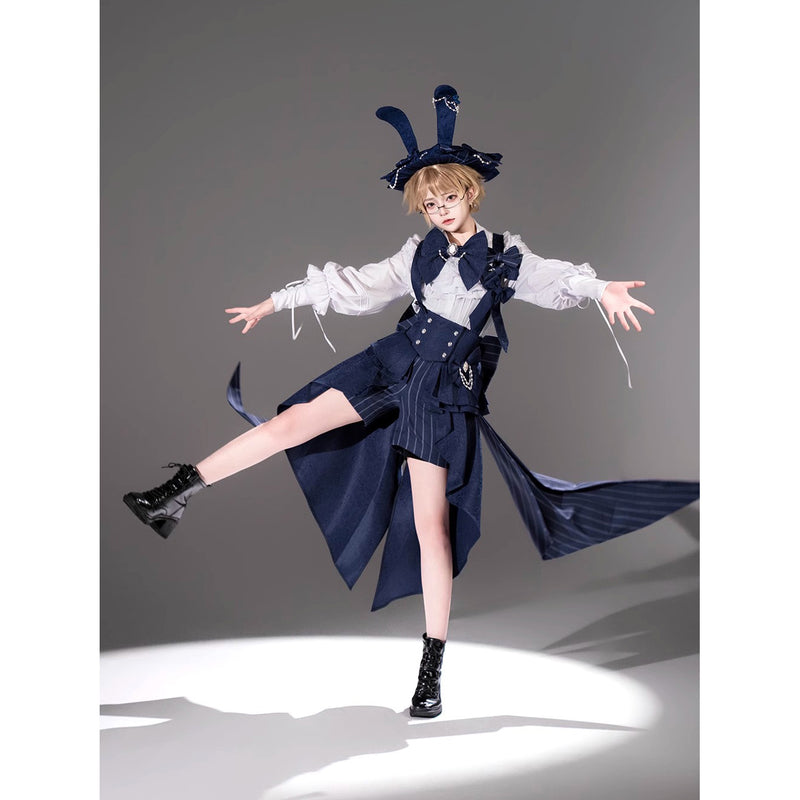 紺青騎士のジャガードコルセットとブラウスとハーフパンツとバックリボンとリボンブローチと帽子[2025年11月上旬-11月下旬発送予定]