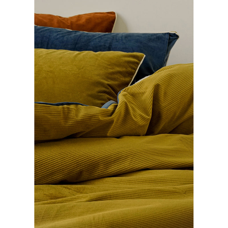 Gold Blue Velvet Bed Cover Set