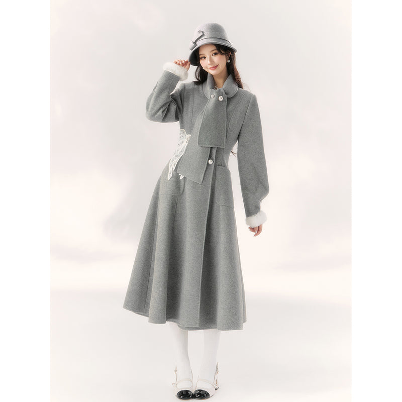 Gray Embroidered Classical Coat