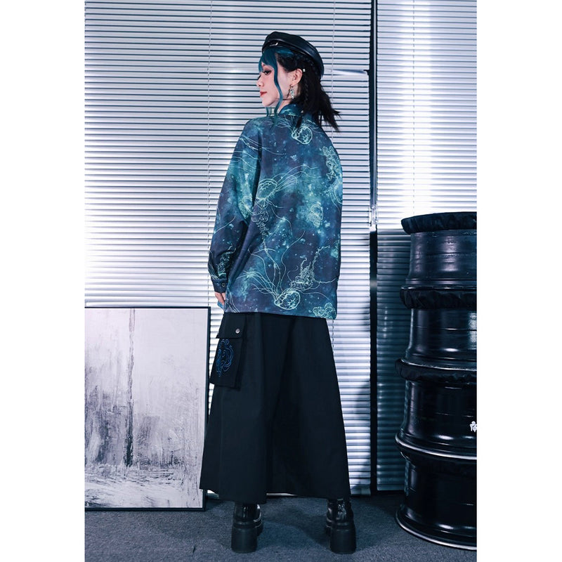 海月の刺繍ドレープワイドパンツ