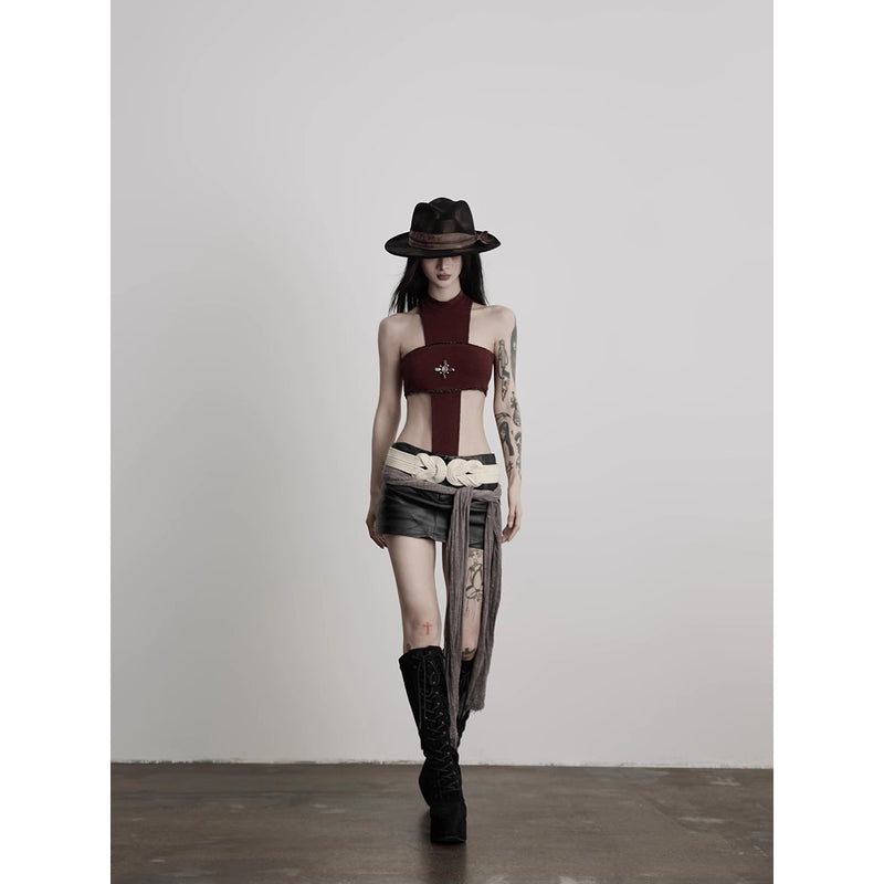 Darkness Cross Off-Shoulder Bodysuit